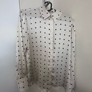 H&M Cream Button-Down with Black Dots